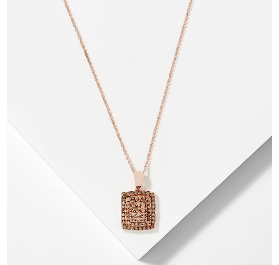 Image 209403.jpg , Product 209-403 / Price $329.99 , Sterling Silver 18K Rose Gold Plate 1.00 ctw Champagne Diamond Pendant With Chain from Colours of Diamonds on TSC.ca's Jewellery department