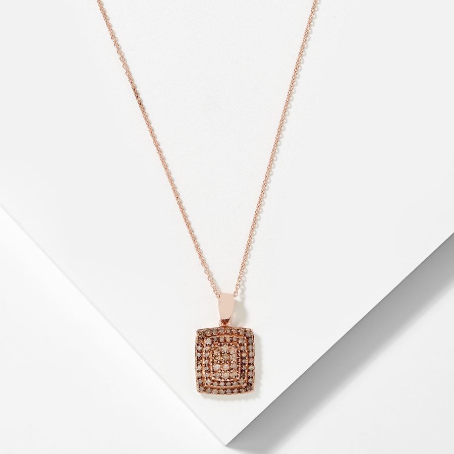 Image 209403.jpg, Product 209-403 / Price $346.99, Sterling Silver 18K Rose Gold Plate 1.00 ctw Champagne Diamond Pendant With Chain from Colours of Diamonds on TSC.ca's Jewellery department