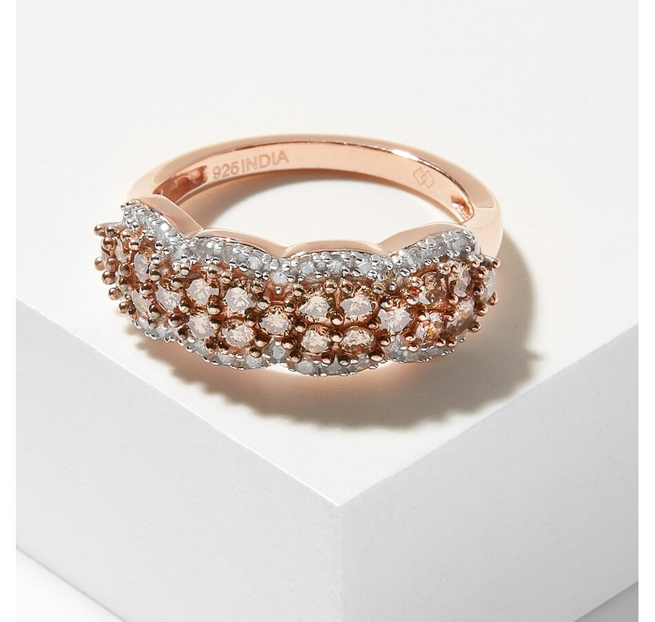 Image 209405.jpg , Product 209-405 / Price $499.99 , Sterling Silver 18K Rose Gold Plate 1.00 ctw Champagne & White Diamond Ring from Colours of Diamonds on TSC.ca's Jewellery department