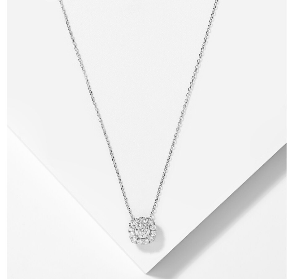 Image 209435_WGL.jpg, Product 209-435 / Price $850.33, 14K Gold 0.50 ctw Diamond Halo Pendant Necklace from The Vault on TSC.ca's Jewellery department