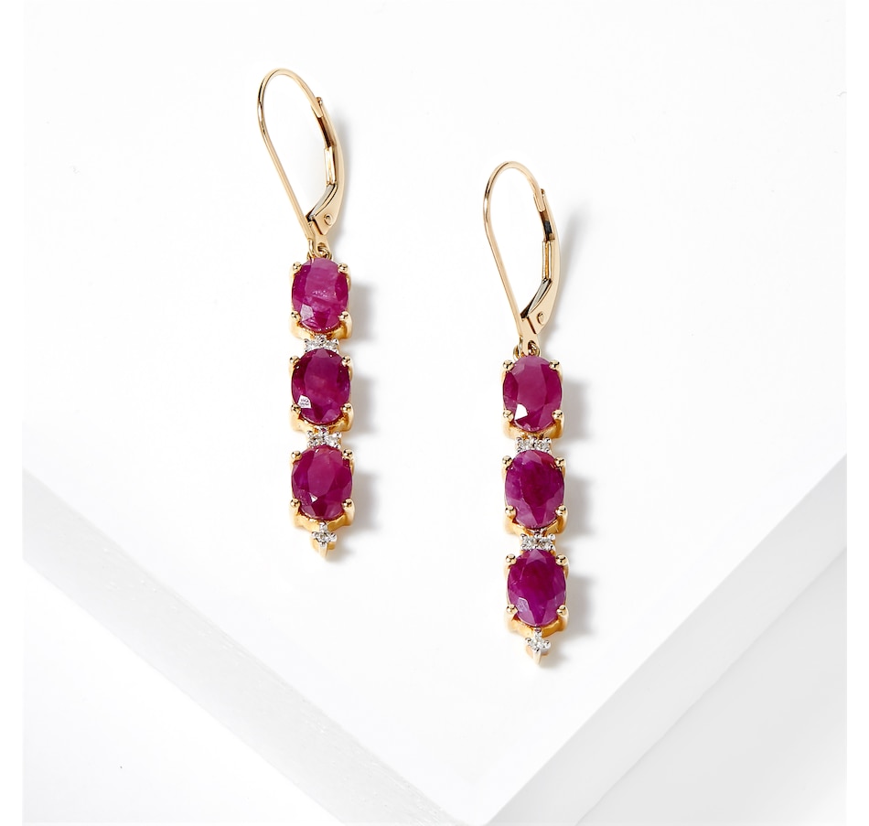Image 209491.jpg, Product 209-491 / Price $923.99, 10K Yellow Gold 5x7mm Oval Glass Filled Ruby Earrings from The Vault on TSC.ca's Jewellery department