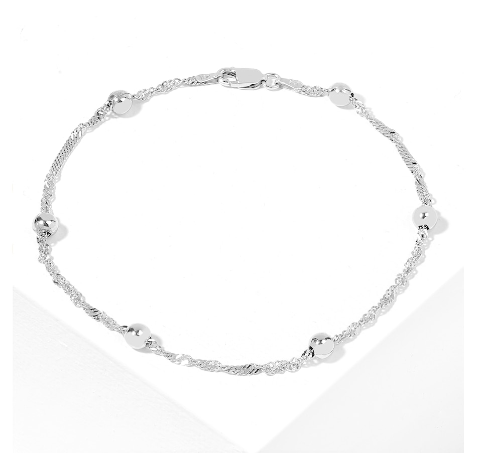 Image 209503_RDM.jpg, Product 209-503 / Price $31.99, Silver Gallery Sterling Silver Singapore Station Anklet from Silver Gallery on TSC.ca's Jewellery department
