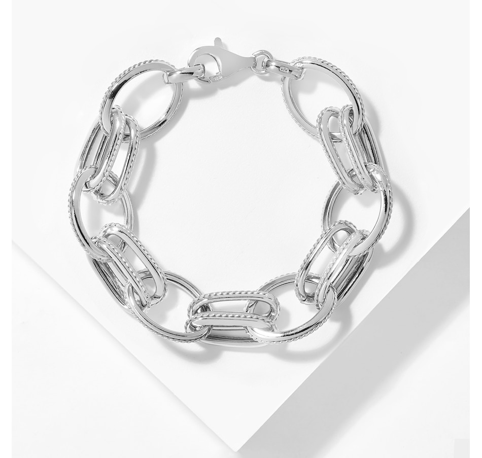 Jewellery - Bracelets - Link Bracelets - Silver Gallery Sterling Silver Grooved Rolo Bracelet ...