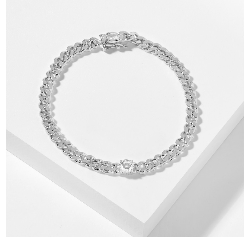 Image 209852_RHOP.jpg, Product 209-852 / Price $157.99, Diamonelle Sterling Silver Diamonelle Round Solitaire Curb Chain Bracelet from Diamonelle on TSC.ca's Jewellery department
