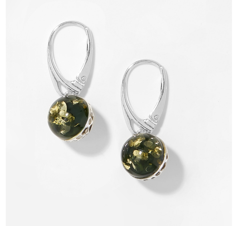 Image 209908_GRN.jpg, Product 209-908 / Price $62.99, Amber Extraordinaire Sterling Silver Round Amber Bead Earrings from Amber Extraordinaire on TSC.ca's Jewellery department