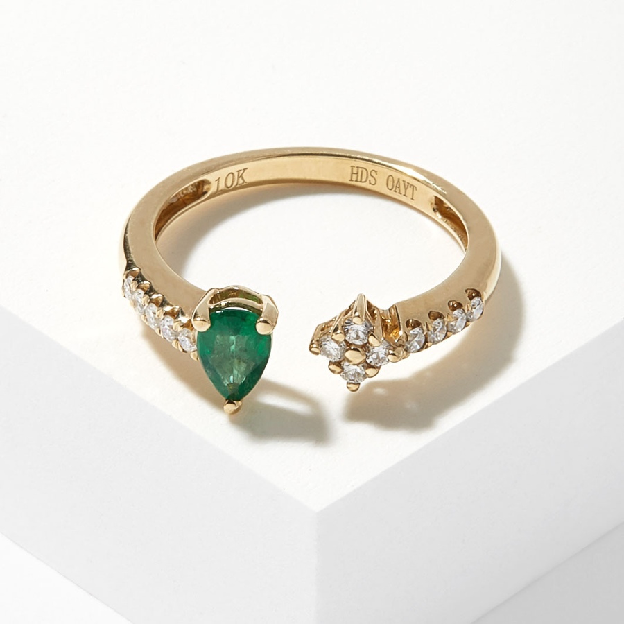 Image 209924.jpg, Product 209-924 / Price $599.88, Gem Creations 10K Yellow Gold Emerald & Diamond Ring from Gem Creations on TSC.ca's Jewellery department