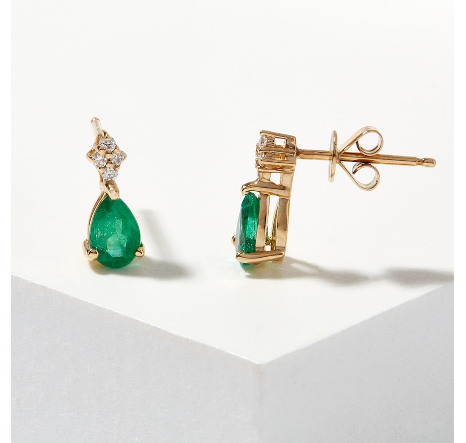 Image 209930.jpg , Product 209-930 / Price $549.99 , Gem Creations 10K Yellow Gold Emerald & Diamond Drop Earrings from Gem Creations on TSC.ca's Jewellery department
