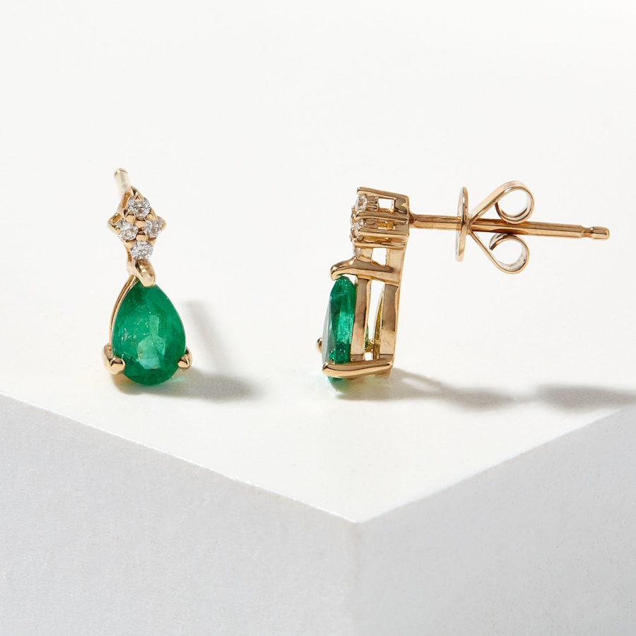 Image 209930.jpg, Product 209-930 / Price $629.99, Gem Creations 10K Yellow Gold Emerald & Diamond Drop Earrings from Gem Creations on TSC.ca's Jewellery department