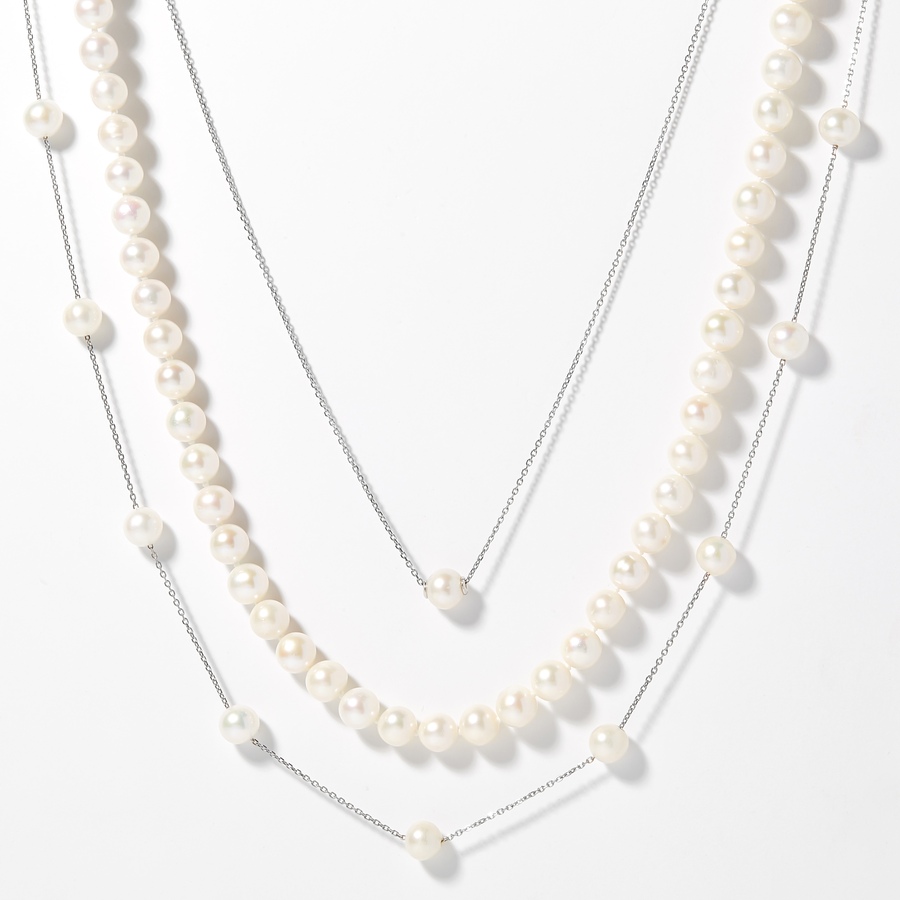 Image 209932_WHT.jpg, Product 209-932 / Price $249.33, Imperial Pearls Sterling Silver 7-8mm Cultured Freshwater Pearl Layering Set of 3 Necklaces from Imperial Pearls on TSC.ca's Jewellery department