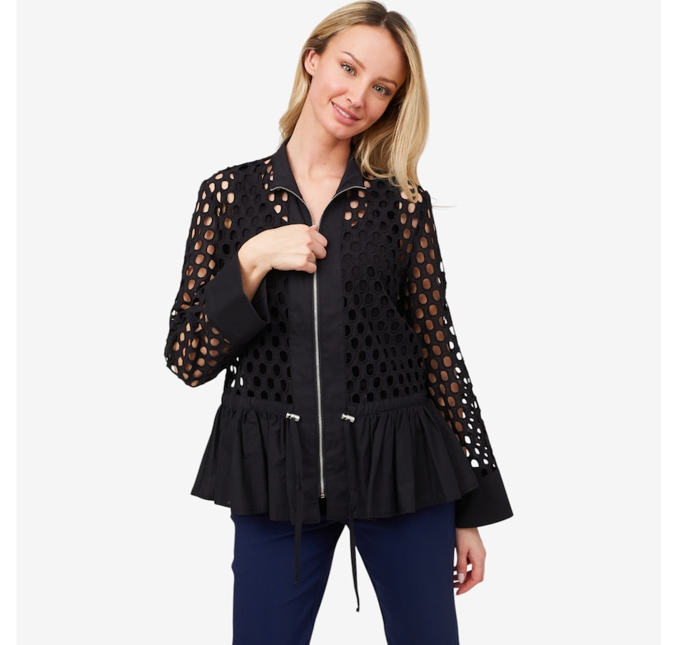 Image 210106_BLK.jpg, Product 210-106 / Price $49.33, Wynne Style Eyelet Jacket with Peplum from Wynnelayers on TSC.ca's Fashion department
