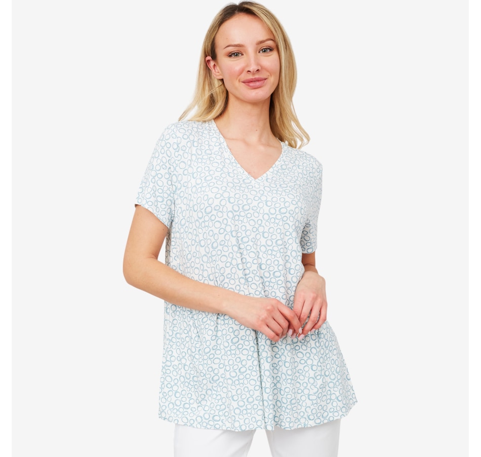 Image 210116_MIB.jpg, Product 210-116 / Price $54.88, Wynne Style Circle Print Butterfly V-Neck Tee with Pockets from Wynnelayers on TSC.ca's Fashion department