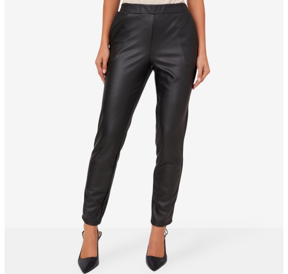 Image 210122_BLK.jpg, Product 210-122 / Price $52.88, Nina Leonard Elastic Waist Narrow Leg Faux Leather Pant from Nina Leonard on TSC.ca's Fashion department
