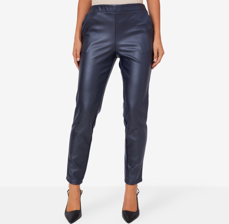 Nina Leonard Elastic Waist Narrow Leg Faux Leather Pant - TSC.ca
