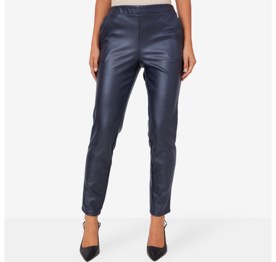 Image 210122_NVY.jpg, Product 210-122 / Price $52.88, Nina Leonard Elastic Waist Narrow Leg Faux Leather Pant from Nina Leonard on TSC.ca's Fashion department