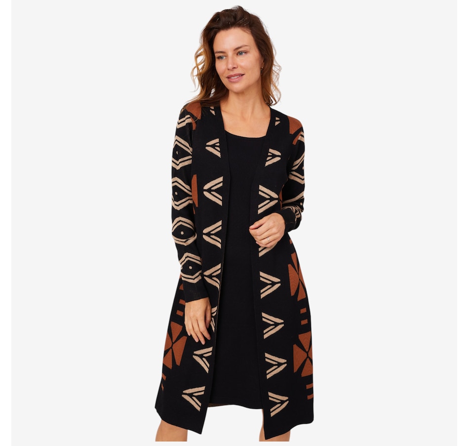 Image 210201_BKCG.jpg, Product 210-201 / Price $67.88, Nina Leonard Jewel Neck Long Sleeve Knit Twofer Dress from Nina Leonard on TSC.ca's Fashion department