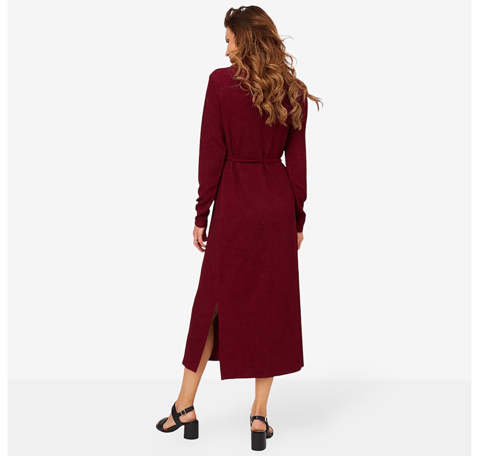 nina leonard shirt dress Nina Leonard Ribbed Knit Shirt Dress - Green