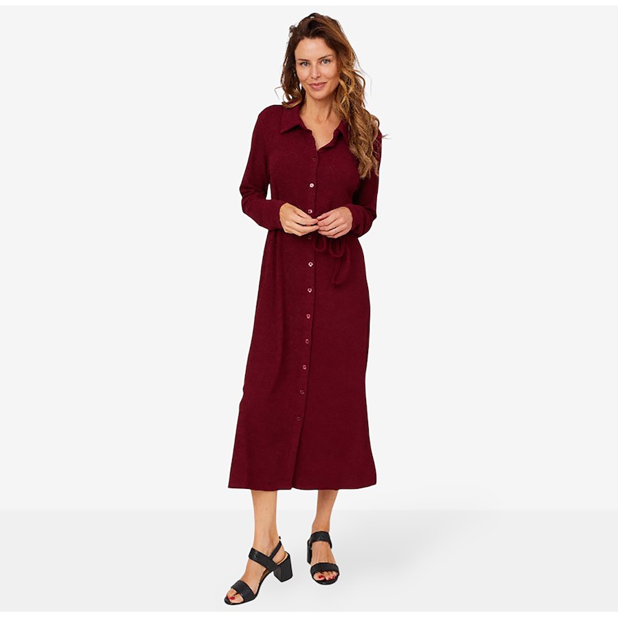 Image 210202_CRYWE.jpg, Product 210-202 / Price $39.88, Nina Leonard Long Sleeve Collared Midi Button Front Shirt Dress from Nina Leonard on TSC.ca's Fashion department