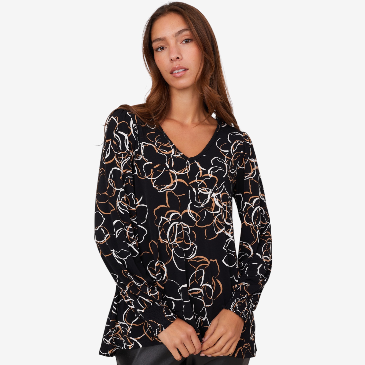 Nina Leonard High Low Hem Balloon Sleeve Tunic - TSC.ca