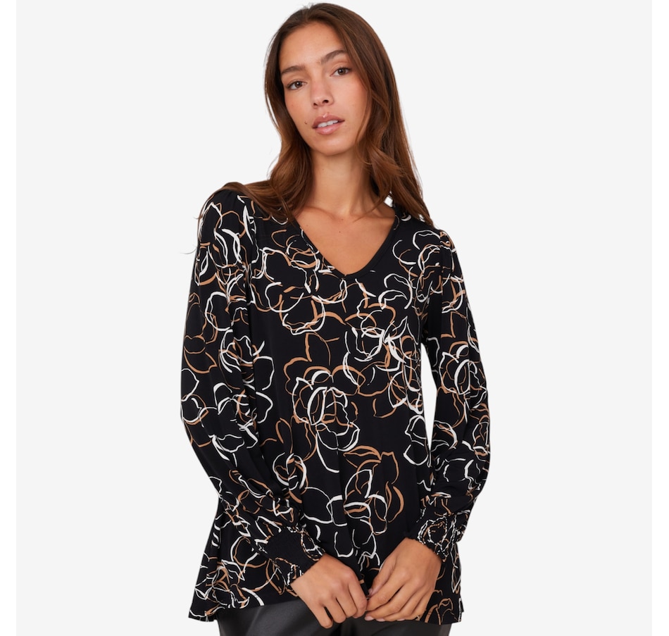 Image 210211_BKMNK.jpg, Product 210-211 / Price $34.88, Nina Leonard High Low Hem Balloon Sleeve Tunic from Nina Leonard on TSC.ca's Fashion department
