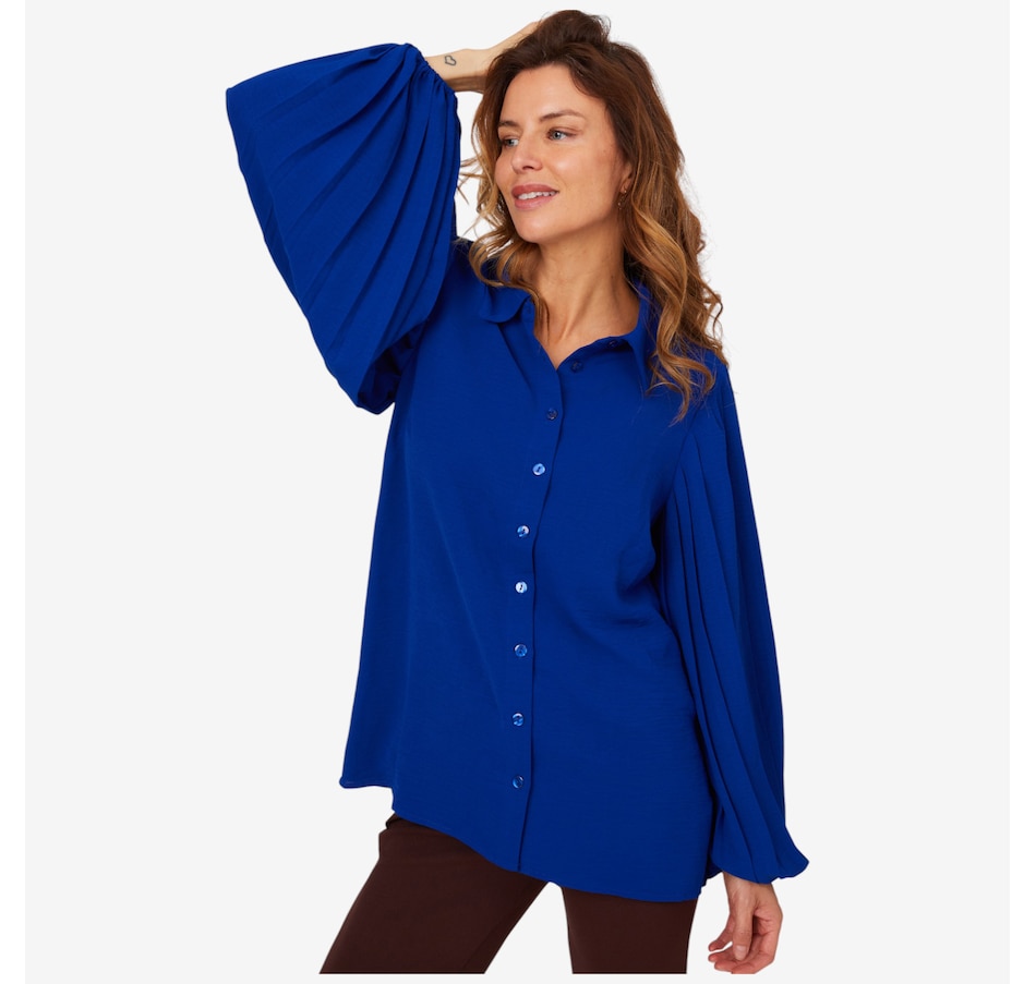 Image 210212_DEPSA.jpg, Product 210-212 / Price $44.88, Nina Leonard Textured Wave Long Sleeve Collared Button Front Shirt from Nina Leonard on TSC.ca's Fashion department