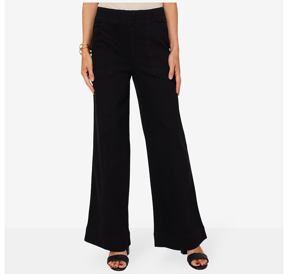 Image 210213_BLK.jpg, Product 210-213 / Price $67.88, Nina Leonard Wide Leg Stretch Denim Pull-On Pant from Nina Leonard on TSC.ca's Fashion department
