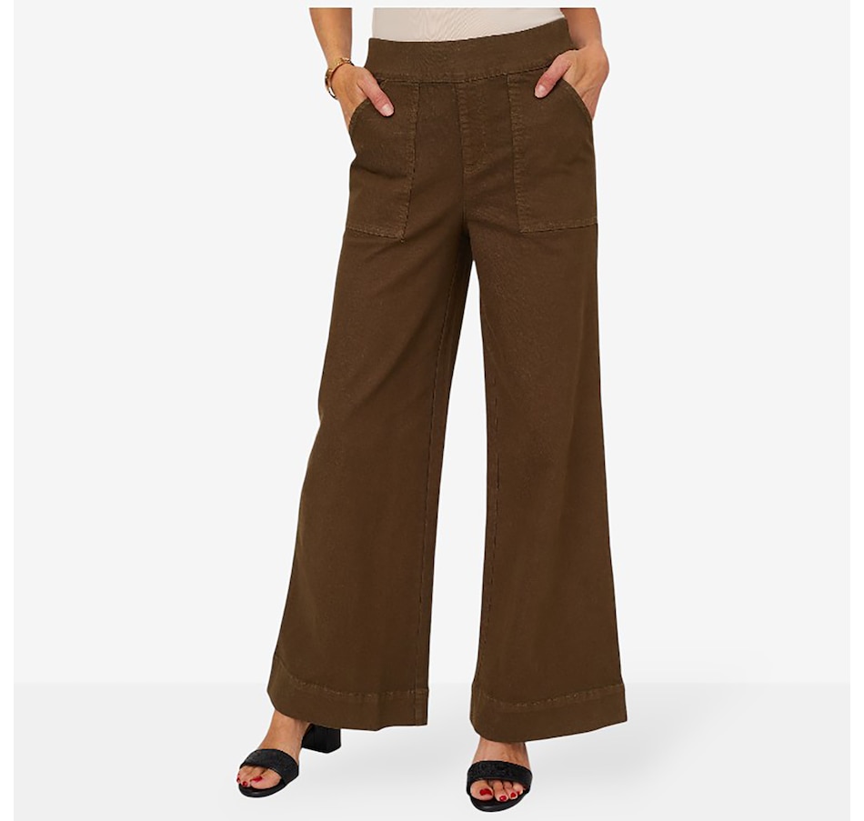 Image 210213_DKOL.jpg, Product 210-213 / Price $67.88, Nina Leonard Wide Leg Stretch Denim Pull-On Pant from Nina Leonard on TSC.ca's Fashion department