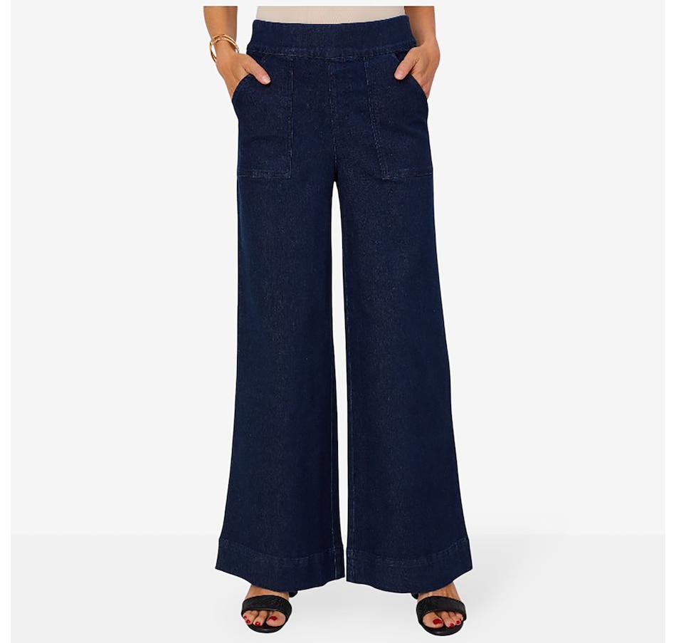 Image 210213_ID.jpg, Product 210-213 / Price $67.88, Nina Leonard Wide Leg Stretch Denim Pull-On Pant from Nina Leonard on TSC.ca's Fashion department