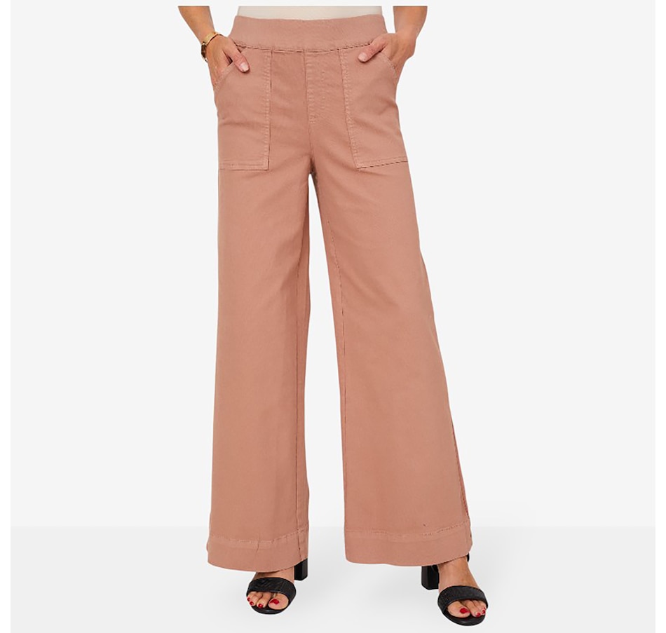 Image 210213_PRLE.jpg, Product 210-213 / Price $67.88, Nina Leonard Wide Leg Stretch Denim Pull-On Pant from Nina Leonard on TSC.ca's Fashion department