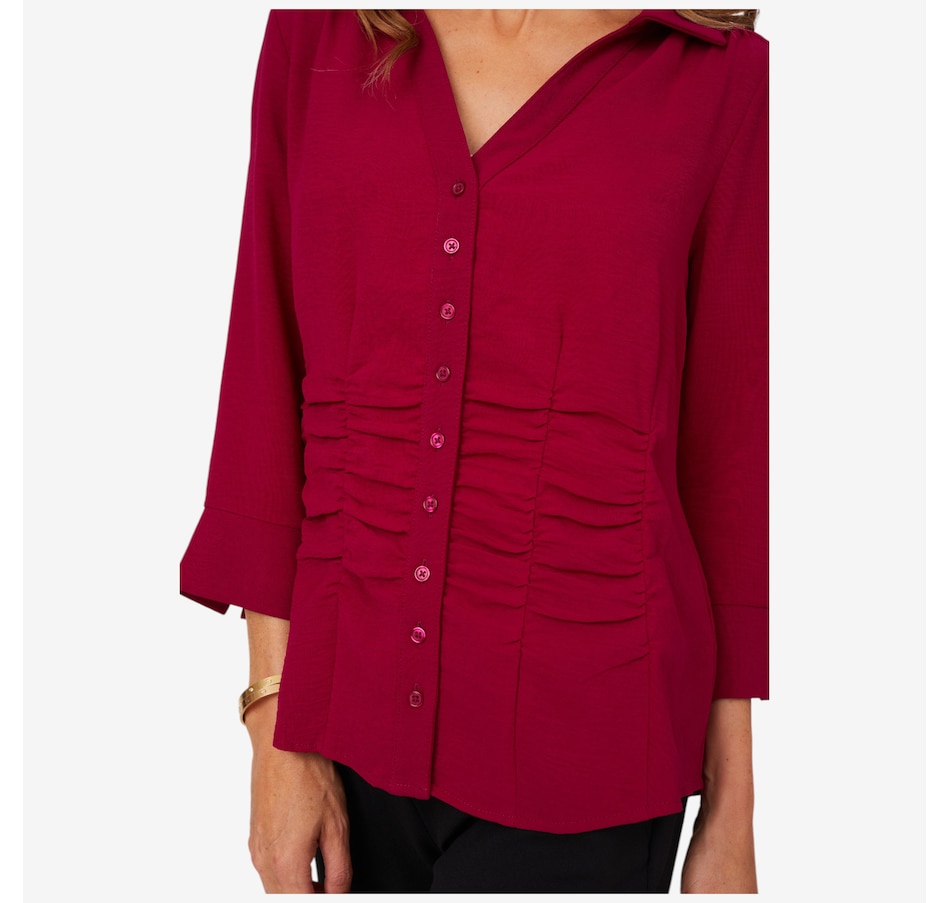 Image 210214_ALTMORE1.jpg, Product 210-214 / Price $52.88, Nina Leonard Button Front Collared Textured Wave Shirt from Nina Leonard on TSC.ca's Fashion department