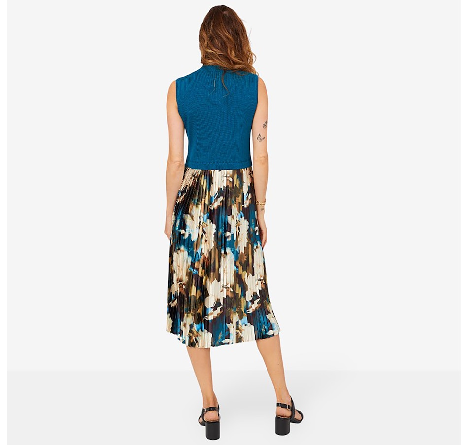 Image 210218_ALTMORE3.jpg, Product 210-218 / Price $59.88, Nina Leonard Sleeveless Mock Neck Midi Dress with Pleat Printed Skirt from Nina Leonard on TSC.ca's Fashion department