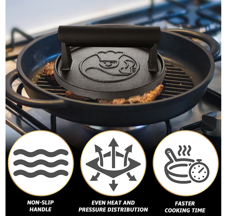 Image 210263_ALTMORE4.jpg, Product 210-263 / Price $29.99, Gourmet Easy Cast Iron Burger Press from Gourmet Easy on TSC.ca's Kitchen department