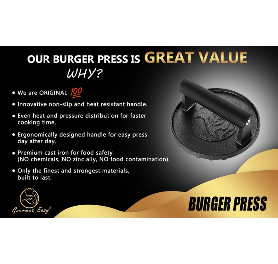 Image 210263_ALTMORE6.jpg, Product 210-263 / Price $29.99, Gourmet Easy Cast Iron Burger Press from Gourmet Easy on TSC.ca's Kitchen department