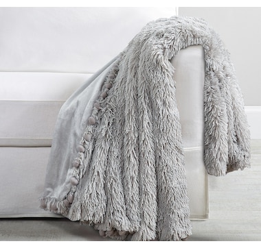 Claro Home Faux Fur Pom Pom Throw