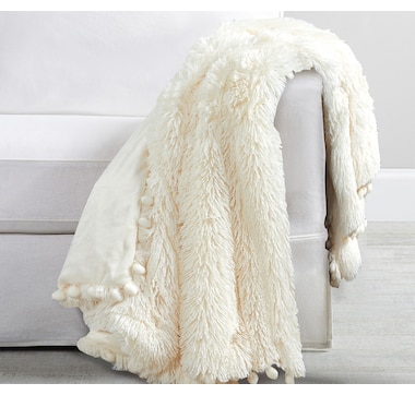 Claro Home Faux Fur Pom Pom Throw
