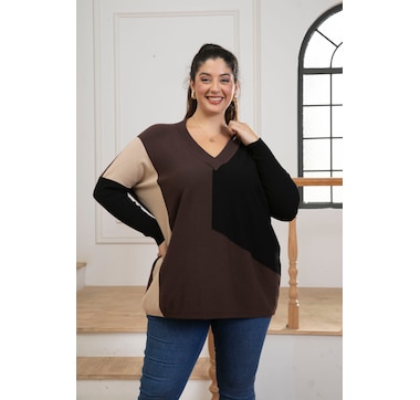 Orange Fashion Village V-Neck Long Sleeve Sweater