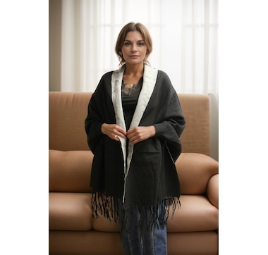 Orange Fashion Village Wrap Shawl with Cuffs