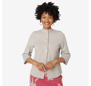 Brian Bailey Bracelet Sleeve Cardigan with Gold Snap Button Detail