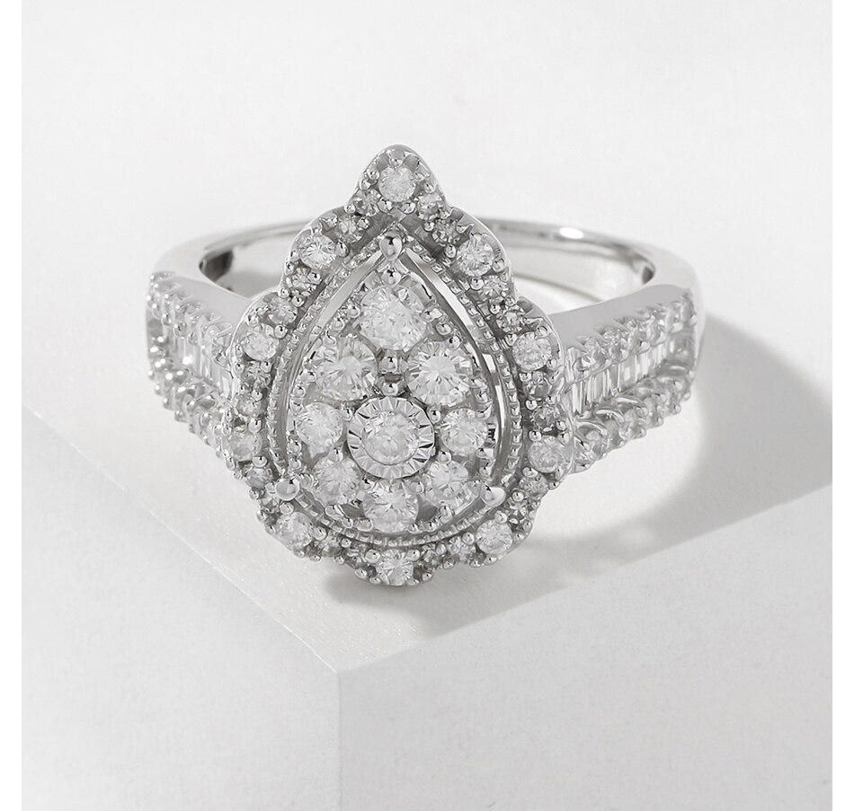 Image 210338.jpg, Product 210-338 / Price $1,899.99, 14K White Gold 1.00ctw Diamond Pear Shape Cluster Ring from Diamond Show on TSC.ca's Jewellery department