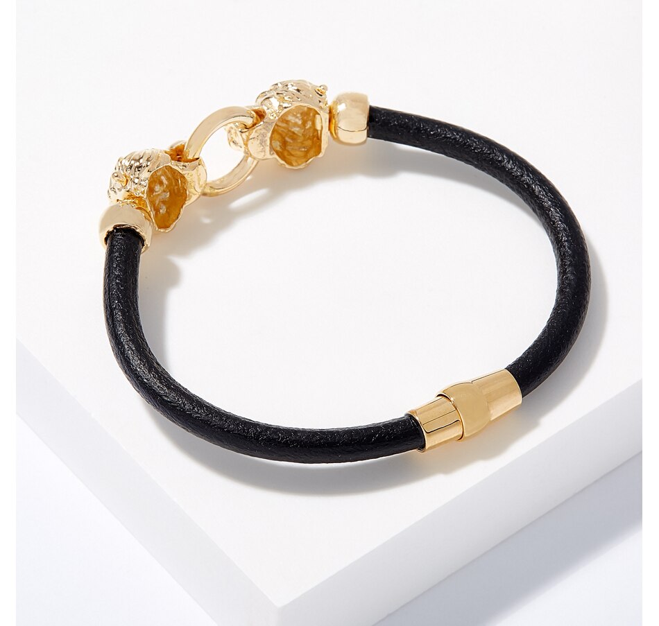 Jewellery Bracelets Bronzoro Leather Cord Clasp on Heads