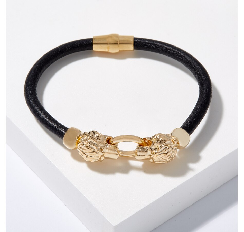 Jewellery Bracelets Bronzoro Leather Cord Clasp on Heads