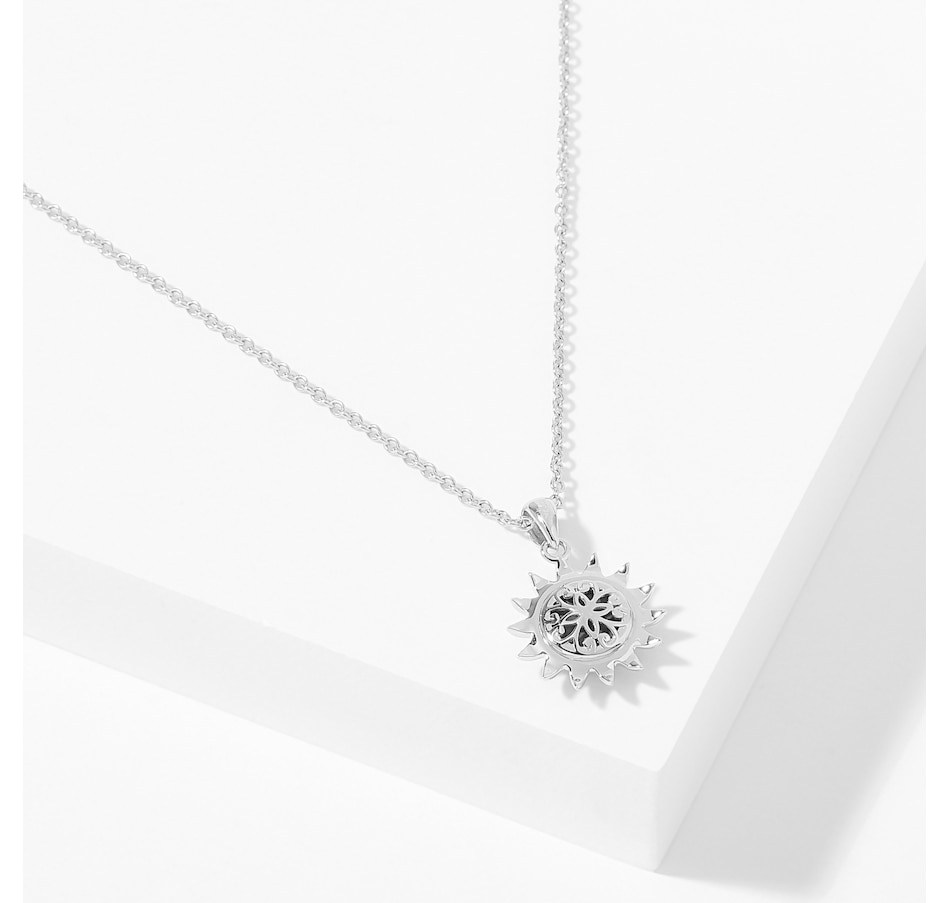 Image 210454_ALTMORE1.jpg, Product 210-454 / Price $329.99, Canadian Ammolite Gems Sterling Silver 8 mm Round Ammolite Sunflower Pendant with Chain from Canadian Ammolite Gems on TSC.ca's Jewellery department