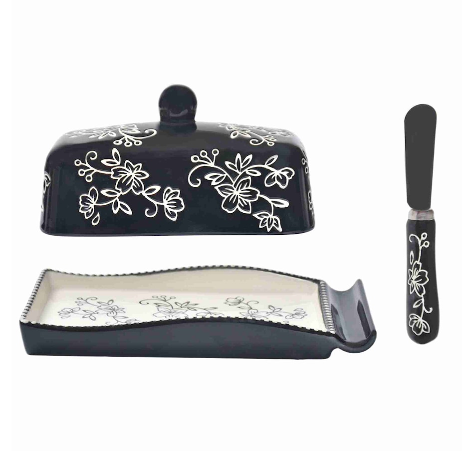 Image 210503_FLBLK.jpg, Product 210-503 / Price $22.99, temp-tations Covered Butter Dish with Spreader from temp-tations on TSC.ca's Kitchen department