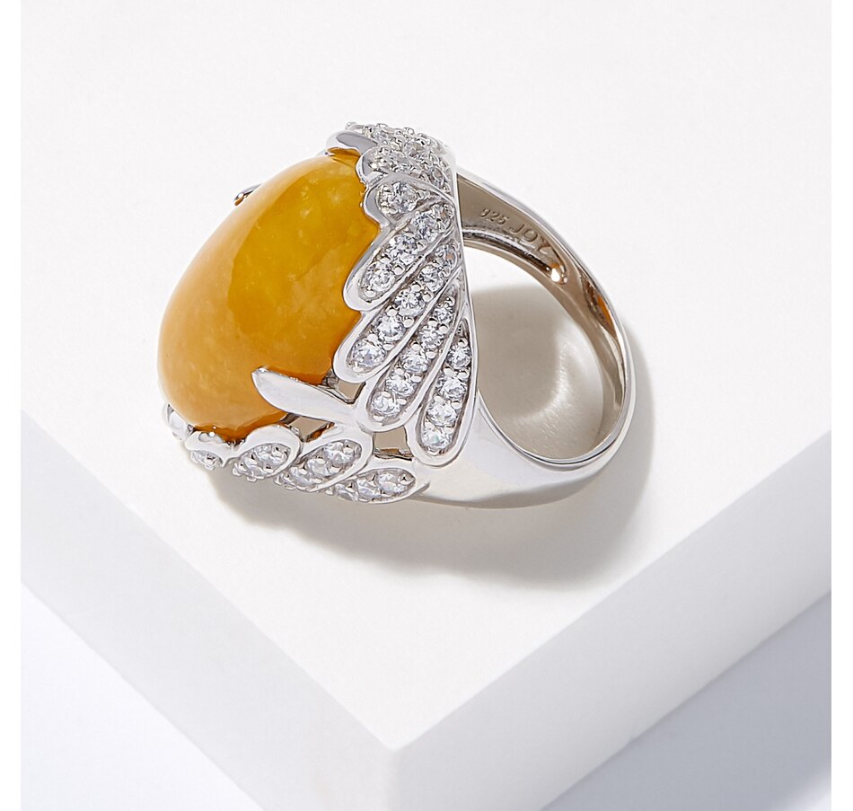 Image 210548_ALTMORE1.jpg, Product 210-548 / Price $147.99, Jade of Yesteryear Sterling Silver Dyed Yellow Jade & Cubic Zirconia Ring from Jade of Yesteryear on TSC.ca's Jewellery department