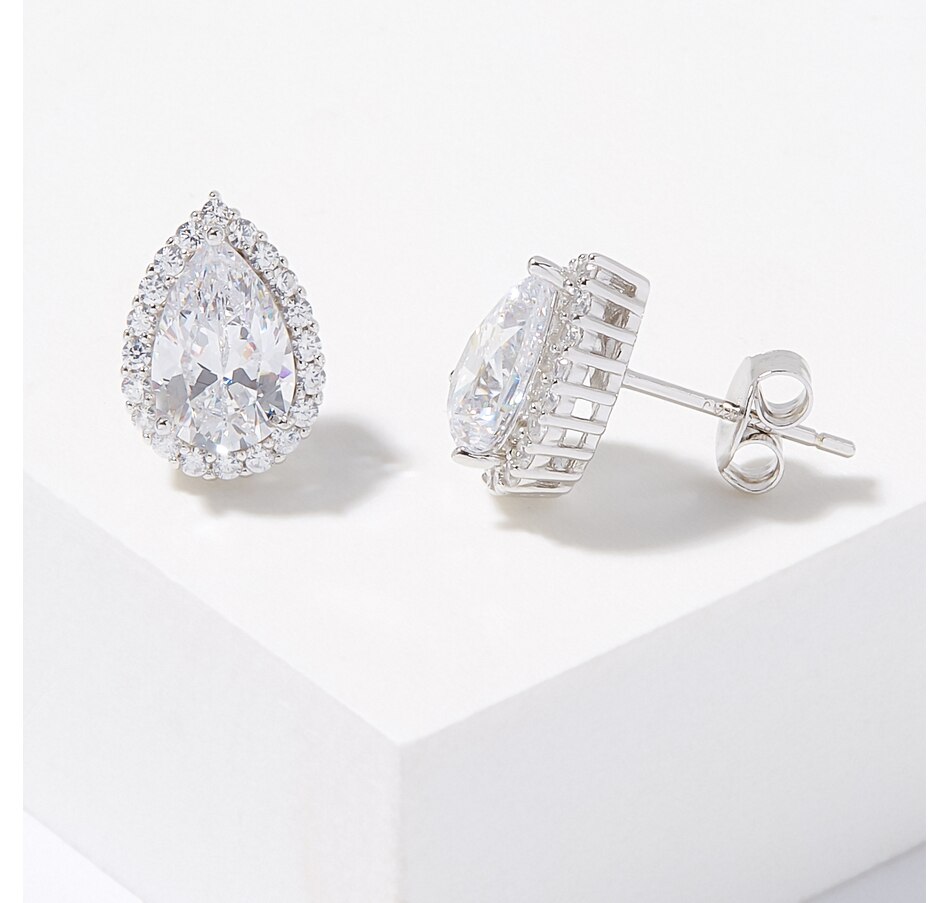Image 210568.jpg, Product 210-568 / Price $63.99, Diamonelle Sterling Silver Diamonelle Pear Halo Stud Earrings from Diamonelle on TSC.ca's Jewellery department