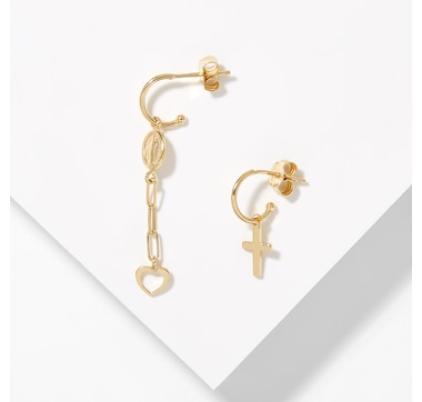 AMEN Sterling Silver Gold Plated Earrings with Religious Elements