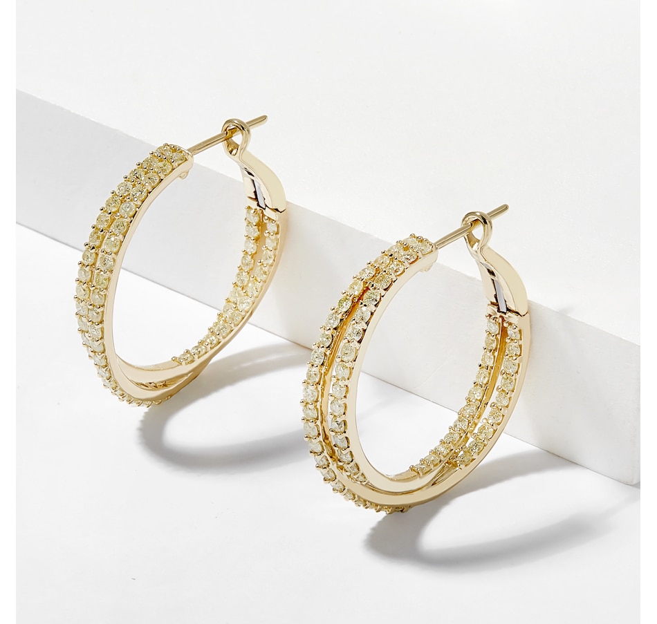 Jewellery - Earrings - Hoop & Huggie Earrings - 10K Yellow Gold Diamond ...