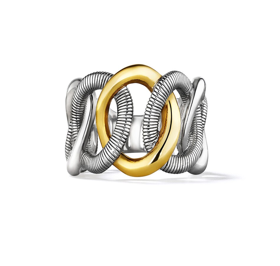 Image 210901.jpg, Product 210-901 / Price $999.99, Judith Ripka Eternity Sterling Silver and 18K Yellow Gold Interlocking Link Ring from Judith Ripka on TSC.ca's Jewellery department