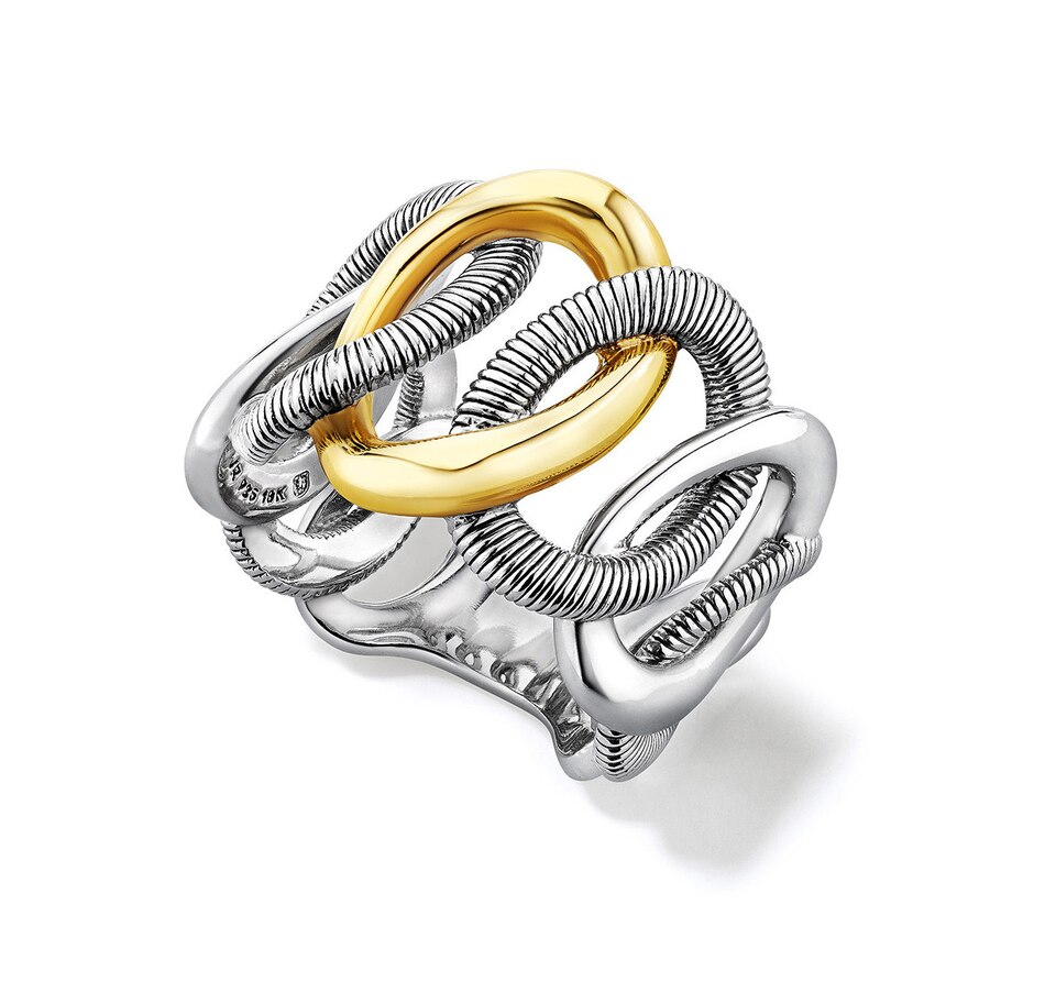 Image 210901_ALTMORE2.jpg, Product 210-901 / Price $999.99, Judith Ripka Eternity Sterling Silver and 18K Yellow Gold Interlocking Link Ring from Judith Ripka on TSC.ca's Jewellery department