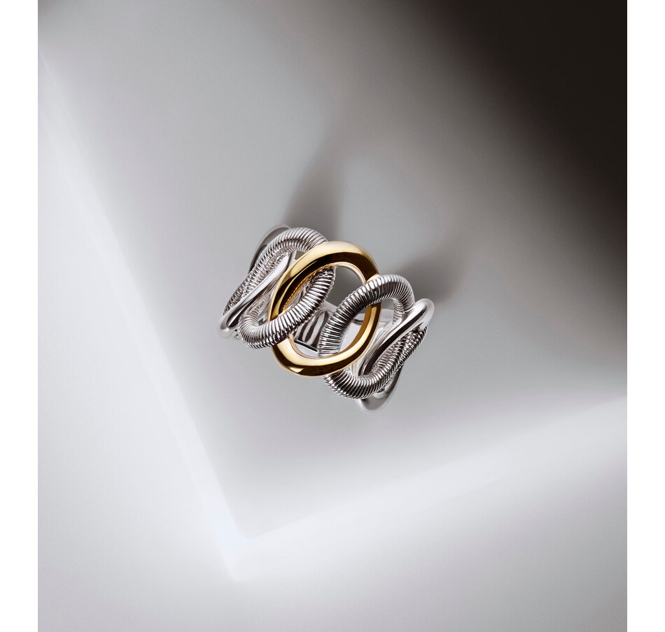 Image 210901_ALTMORE3.jpg, Product 210-901 / Price $999.99, Judith Ripka Eternity Sterling Silver and 18K Yellow Gold Interlocking Link Ring from Judith Ripka on TSC.ca's Jewellery department