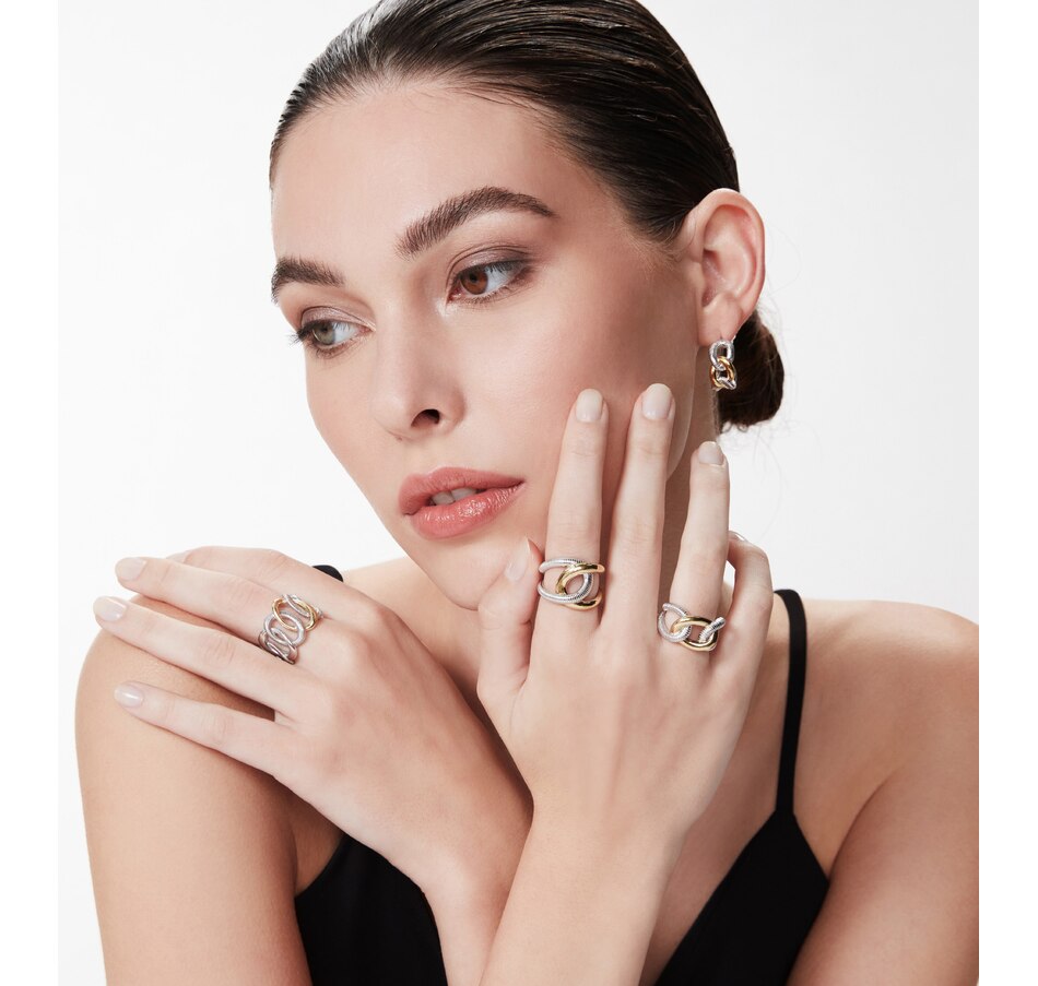 Image 210901_ALTMORE4.jpg, Product 210-901 / Price $999.99, Judith Ripka Eternity Sterling Silver and 18K Yellow Gold Interlocking Link Ring from Judith Ripka on TSC.ca's Jewellery department